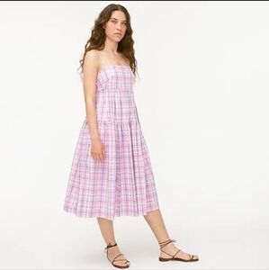 Pink Plaid Midi Dress
